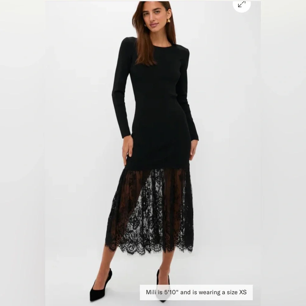 NWOT HYACINTH HOUSE TUCKERNUCK $178 Black Knit Giavanna Lace Maxi Dress XXS - Picture 1 of 13